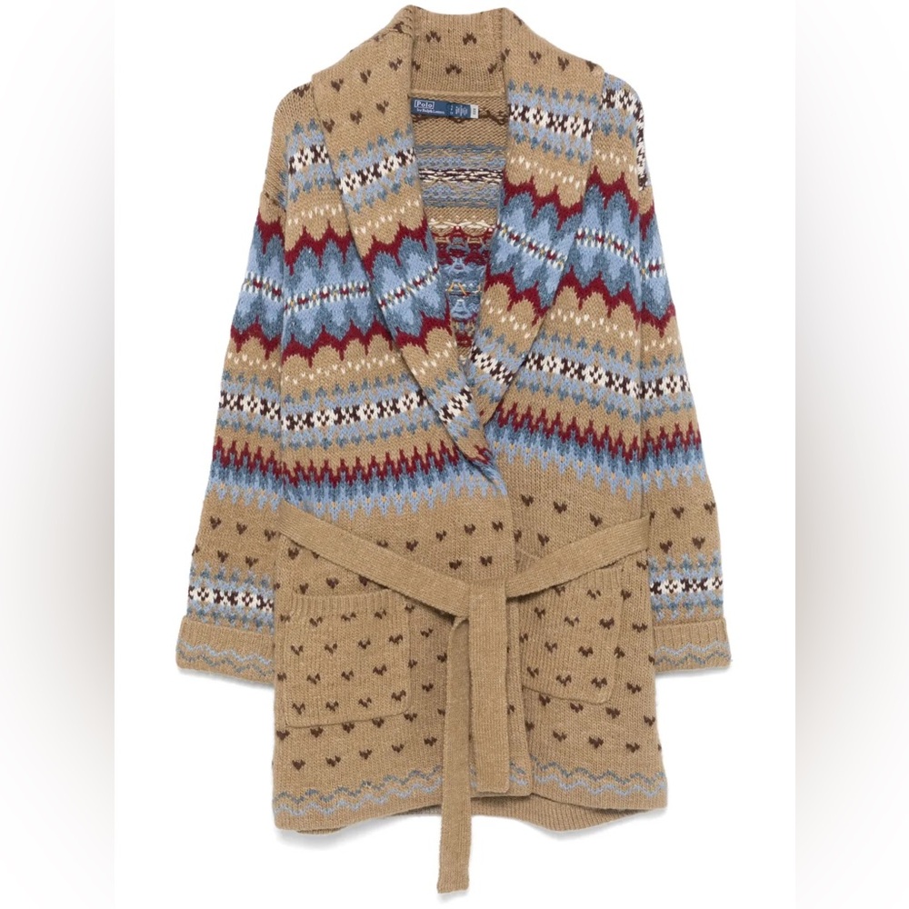 NWT RALPH LAUREN Polo Pattern Knit Cardigan Sweater Wool Alpaca Jacquard Size XS - Picture 6 of 15